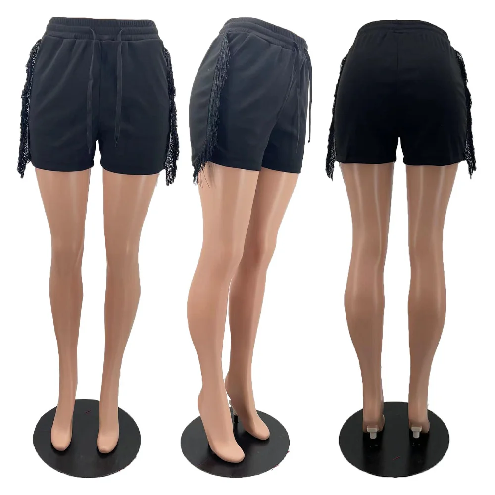 SSEURAT   Elegant Women's Shorts Female Fashion Tassels Decorated Shorts Women Casual Slim A-Line Shorts For Ladies trendy plus size clothing