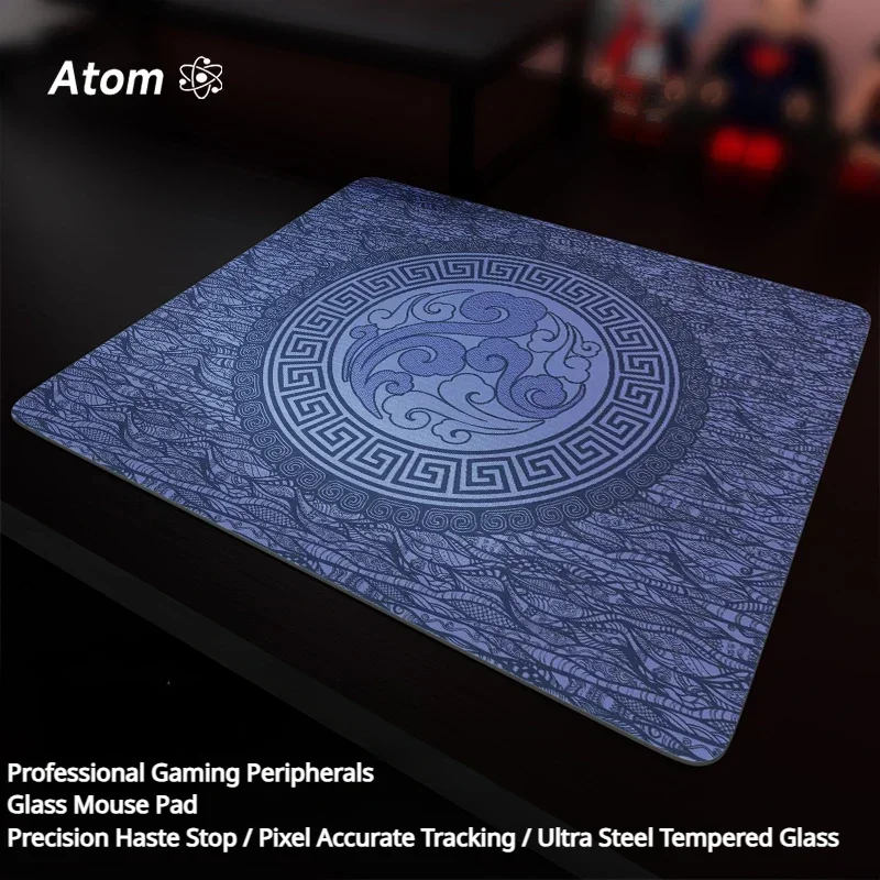 Echome-personalizado Vidro Temperado Gaming Mouse Pad Fps Suave Esports Gaming Desk Mat Padrão Gaming Acessórios Presente - Imagem 2
