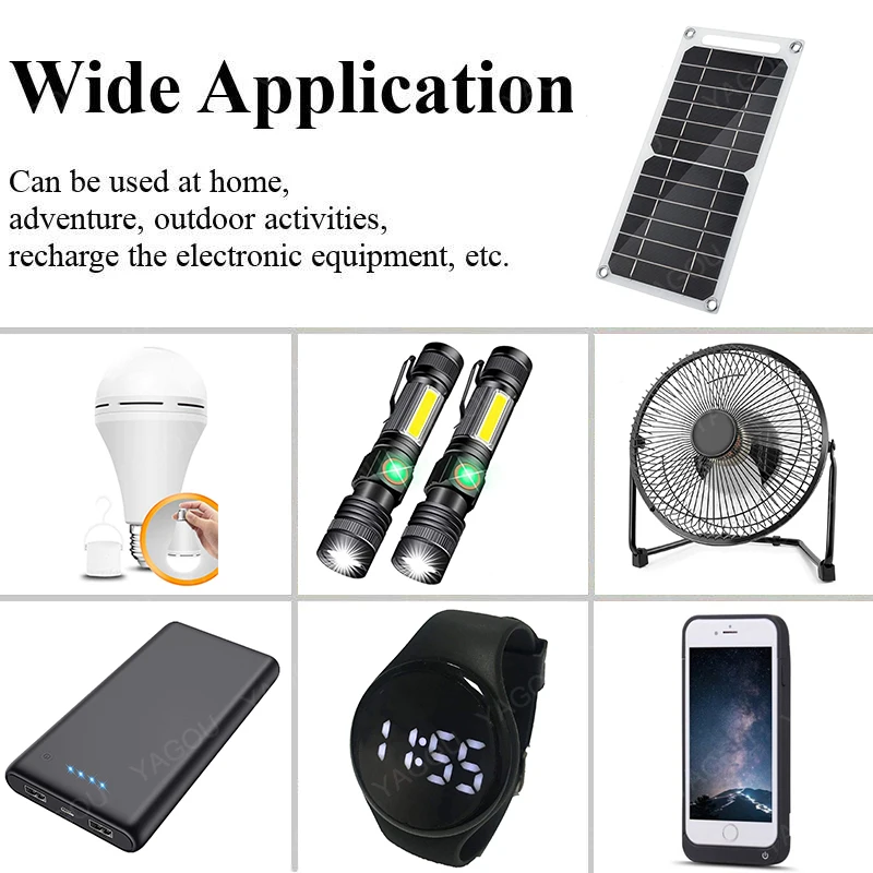 5V High Power USB Solar Panel Outdoor Waterproof Hike Camping Portable Cells Power Bank Battery Solar Charger for Mobile Phone