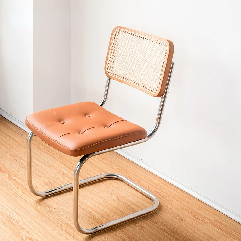 

Dining chair luxury online celebrity rattan stainless steel household medieval chair back dining room office.