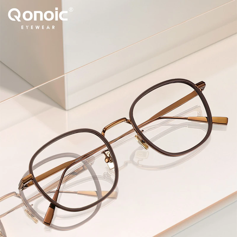 

Qonoic Glasses Frame Anti-Blue Light Anti-Fatigue Radiation Prescription Photochromic Myopia Can Be Equipped With Degree Eye