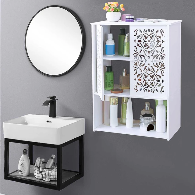 Bathroom Storage Cabinets Doors Shelves  Bathroom Wall Mounted Storage  Cabinets - Bathroom Shelves - Aliexpress