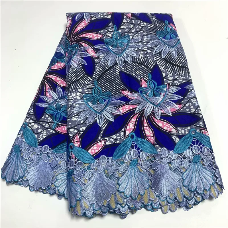 

African Ankara Wax Guipure Cord Lace Fabric Newest Nigerian Wax Lace with Sequins for Sew Classics Wedding Party Dress 1987