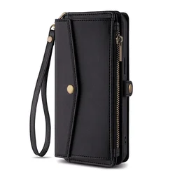 Multi - Functional Fashion Zipper Crossbody Flip Wallet Case - Stylish Protective Cover for Poco M4 Pro 4G (Black)