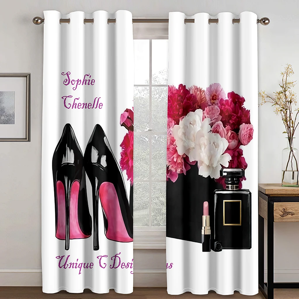 

Elegrance Luxury Brands Designer Modern Perfume Heels Free Shipping Thin 2 Panels Window Curtain for Bedroom Living Room Decor