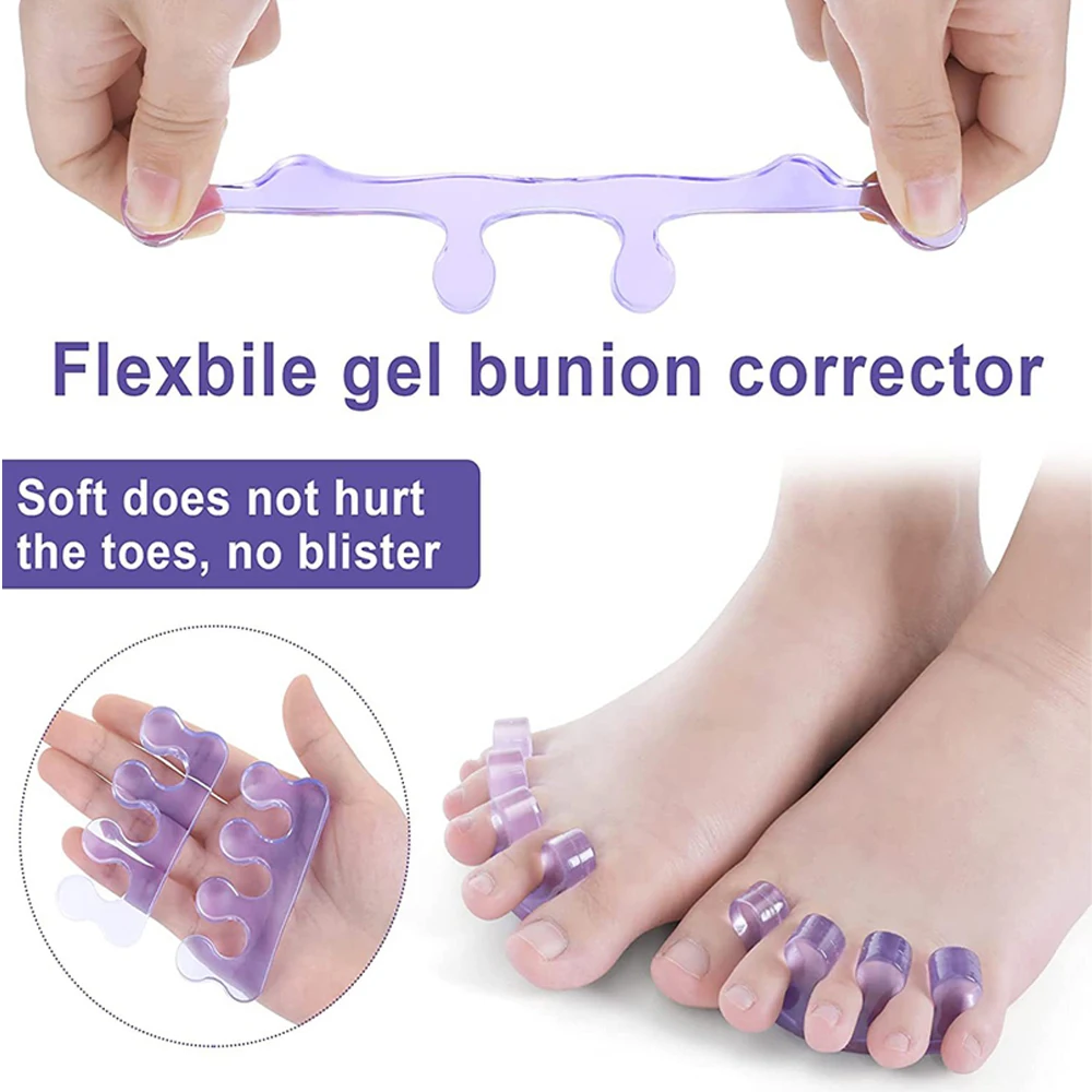 1Pair Soft Silicone Toe Separator Elastic Bunion Hallux Valgus Corrector Silica Gel Foot Toe Spreader Separator Foot Care Tool