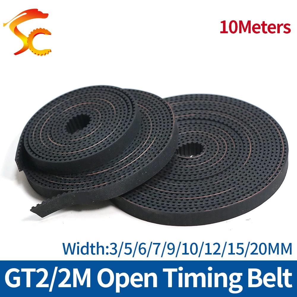 

High quality 10meters GT2 open timing belt width 9mm/10mm/12mm/15mm/20mm 2GT belt for 3D printer Free shipping