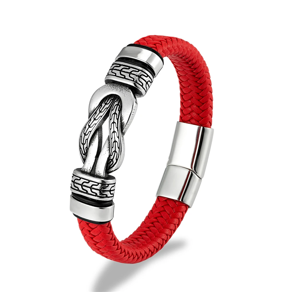 Vintage Infinity Symbol Leather Bracelet for Men - Stainless Steel Mobius Strip Handmade Bangle Male Charm Couple Jewelry Gifts 4