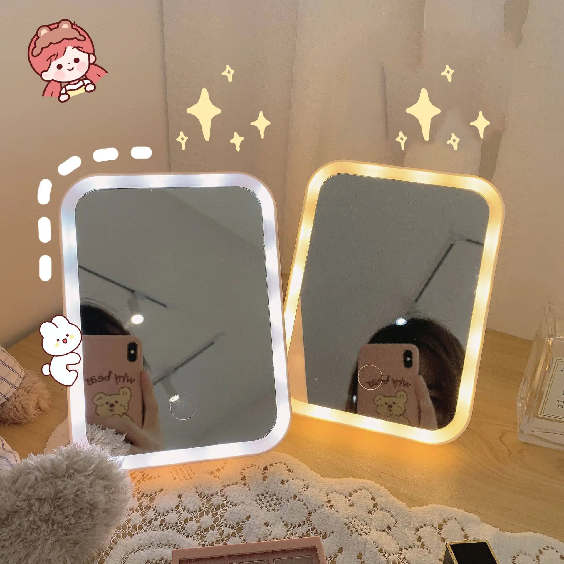 New Style Three Gear Switch Portable Exquisite Led Light Makeup Mirror Usb charge