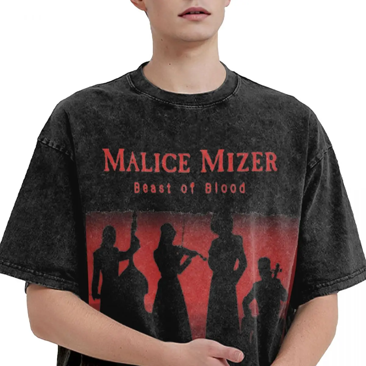 Malice Mizer Washed T Shirt Streetwear Hip Hop Vintage T-Shirt