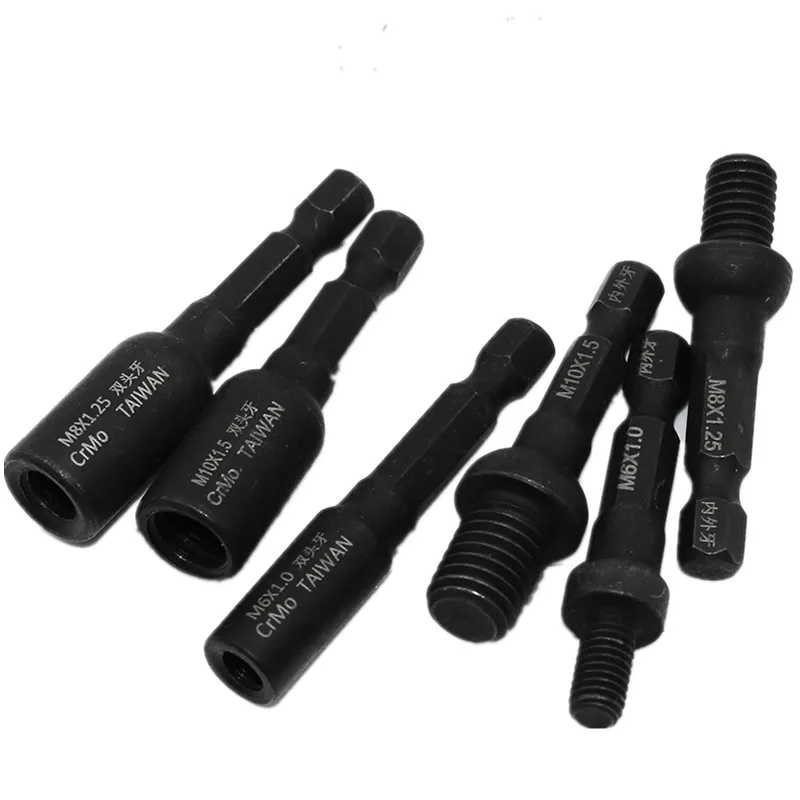 

1Pcs M6 M8 M10 1/4 Hex Shank Square Driver Tap Die Socket Adapter Thread Screw Internal and External Screw Self Attack Sleeve