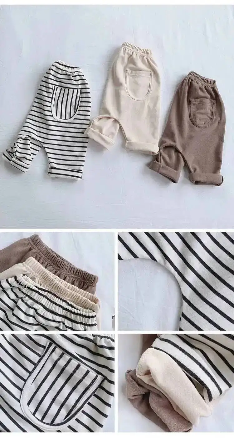 Frühling Herbst Baby pp Hosen 1-5y Jungen Mädchen Baumwolle gestreifte lose Harems hose Kleinkind täglich Säugling tragen Kinder kleidung neu – Detail 1