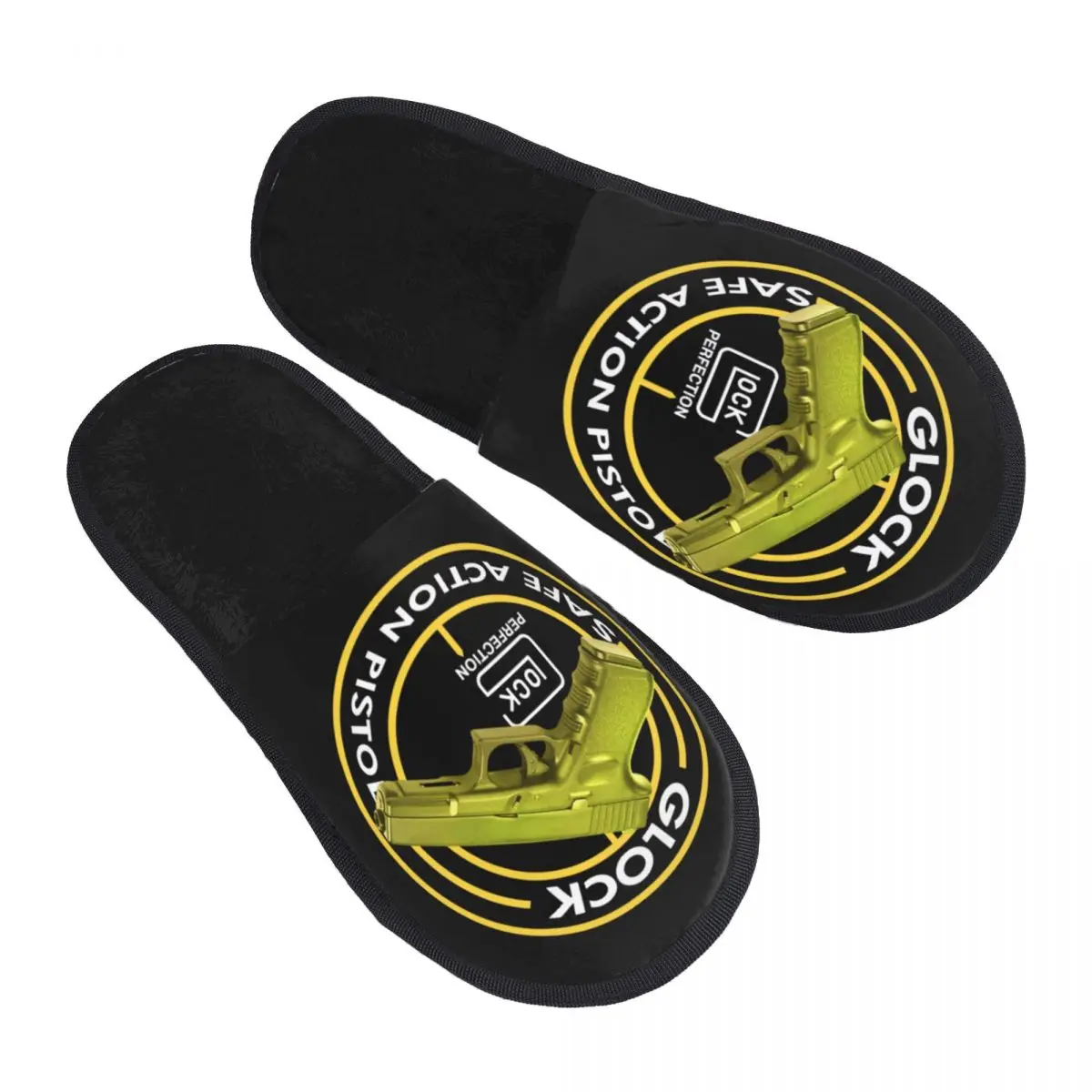 

Custom Glock Soft Memory Foam House Slippers Women USA Handgun Pistol Logo Comfy Warm Anti-Skid Slipper