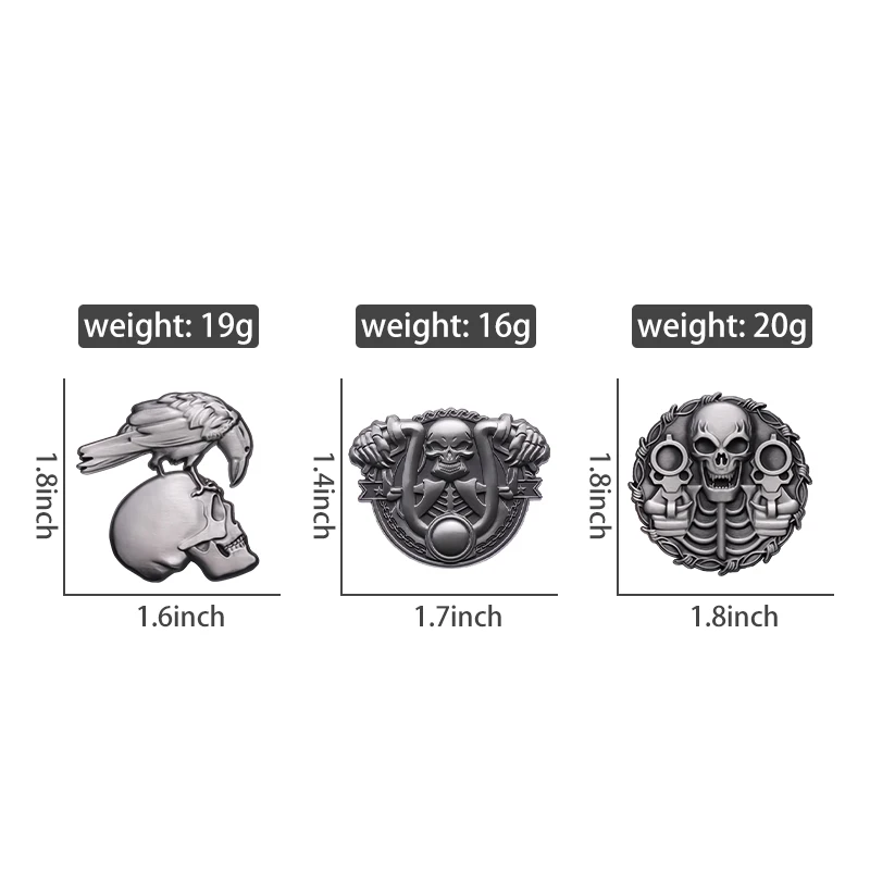 Punk Silber Farbe Skeleton Schädel Emaille Pin Brosche Rucksack Hut Metall Abzeichen Halloween Schmuck Zubehör für Freunde Großhandel – Detail 1
