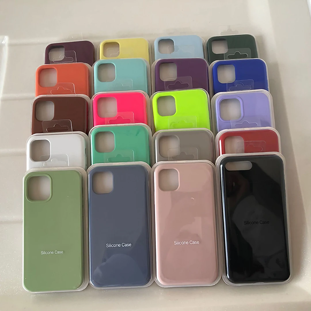Custodia In Silicone Con Logo Ufficiale Originale Per Iphone 12 14 13 15 Pro Max Custodie Per Apple Iphone Xr 15 Plus 14 Xs Max Custodia Full Cover