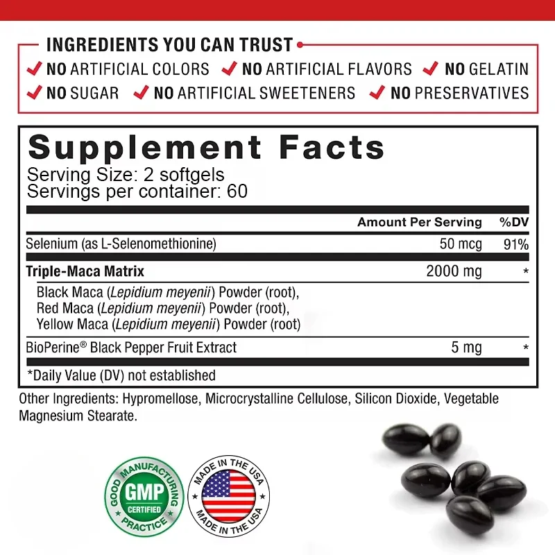 Maca Root Capsules-Boost Endurance & Strength To Maximize Vitality and Performance Muscle Mass Improve