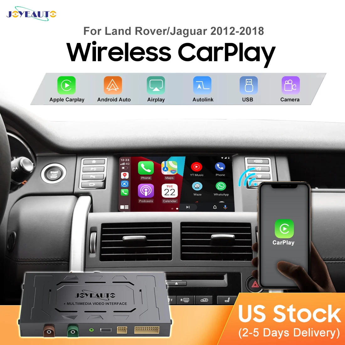 JoyeAuto bezprzewodowy Apple CarPlay Android Auto do odkrycia Rover