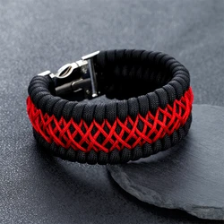 Colorful Handmade Paracord Survival Bracelet with Metal Clasp - 21cm (Red)