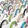 Wholesale 20/50/100pcs Multi-colored Beautiful Zircon Stainless Steel Rings Women's Couples Wedding Jewelry Lovers Gift 1