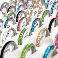 Wholesale 20/50/100pcs Multi-colored Beautiful Zircon Stainless Steel Rings Women's Couples Wedding Jewelry Lovers Gift 1