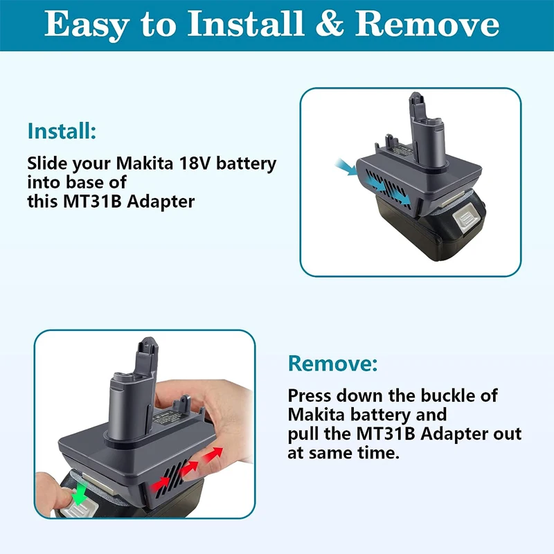 Battery Adapter For Dyson Type A / Type B DC31 DC35 DC44 Animal Vacuum Cleaner for Makita/Dewalt/Milwaukee 18V Li-ion Battery