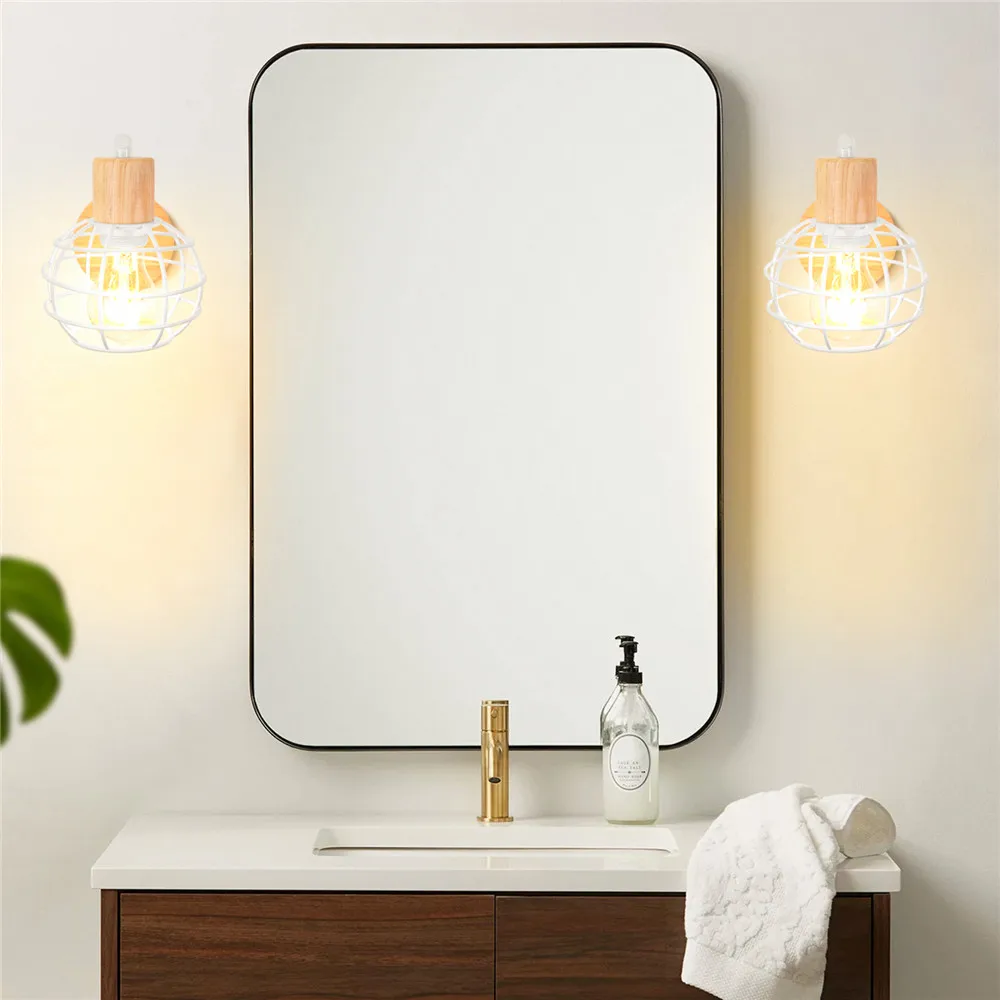 iron wood cage wall light indoor