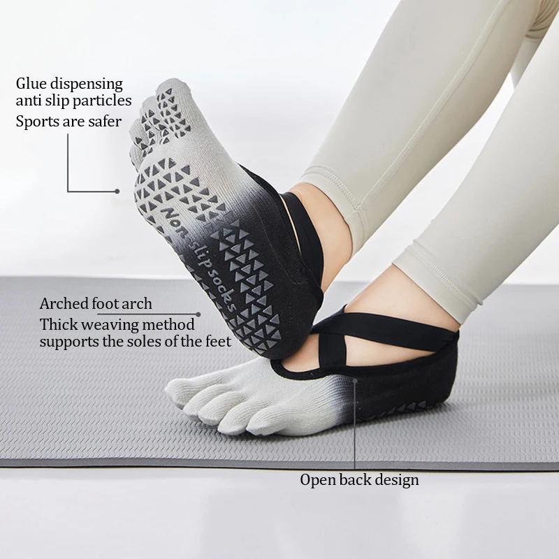 Gradient Yoga Socks Professional Dispensing Anti-Skid Socks Women'S Five-Finger Socks Sports Socks Fitness Jump Pu Lati Socks 2 S019a87db848242999fbbb586eb7a282d2