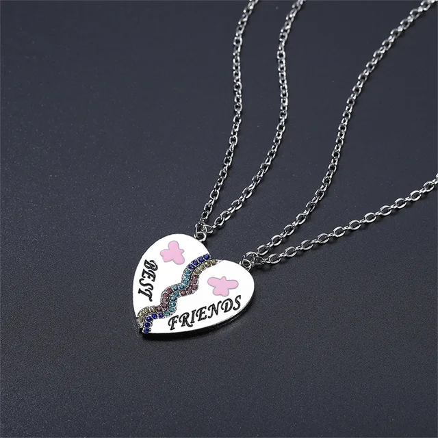 Best Friend 4 Piece Necklace Women Jewelry BFF Friendship Pendant Neck Chain Choker Jewelry For Women Gift 2021 Free Shipping 10