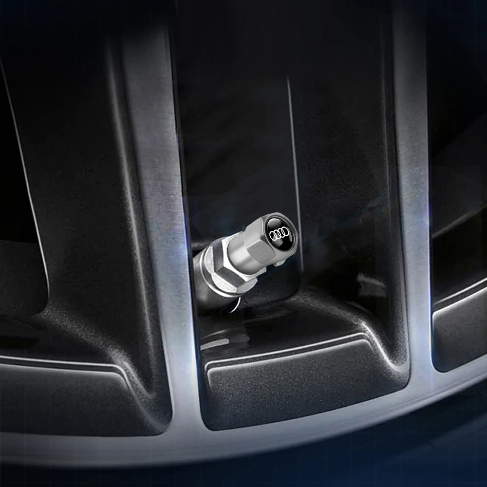 3D Aluminiumlegierung Auto Rad Reifen Ventilkappen Reifenfelgen Stielabdeckungen Staubschutz für Audi A5 Q3 Q5 Q7 TT A1 A2 A7 A3 8V A4 B8 B7 A6 C5 – Detail 15