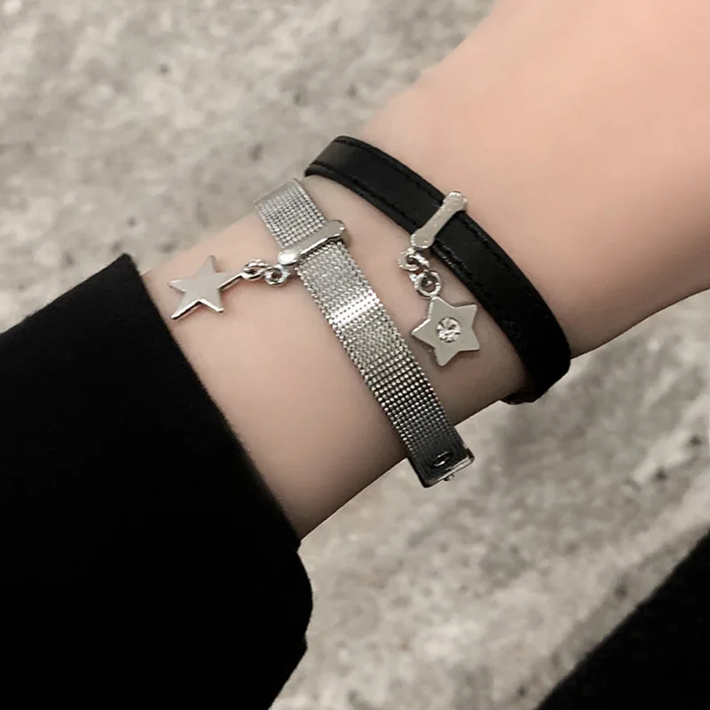 Stainless Steel Y2K Star Charms Belt Bracelets Bangles for