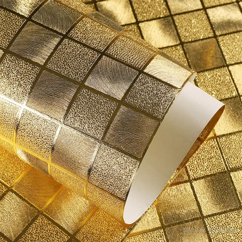 3D Waterproof Gold Foil Mosaic Wallpaper, 3D, Silver, KTV Bar, Counter, Column, Lattice