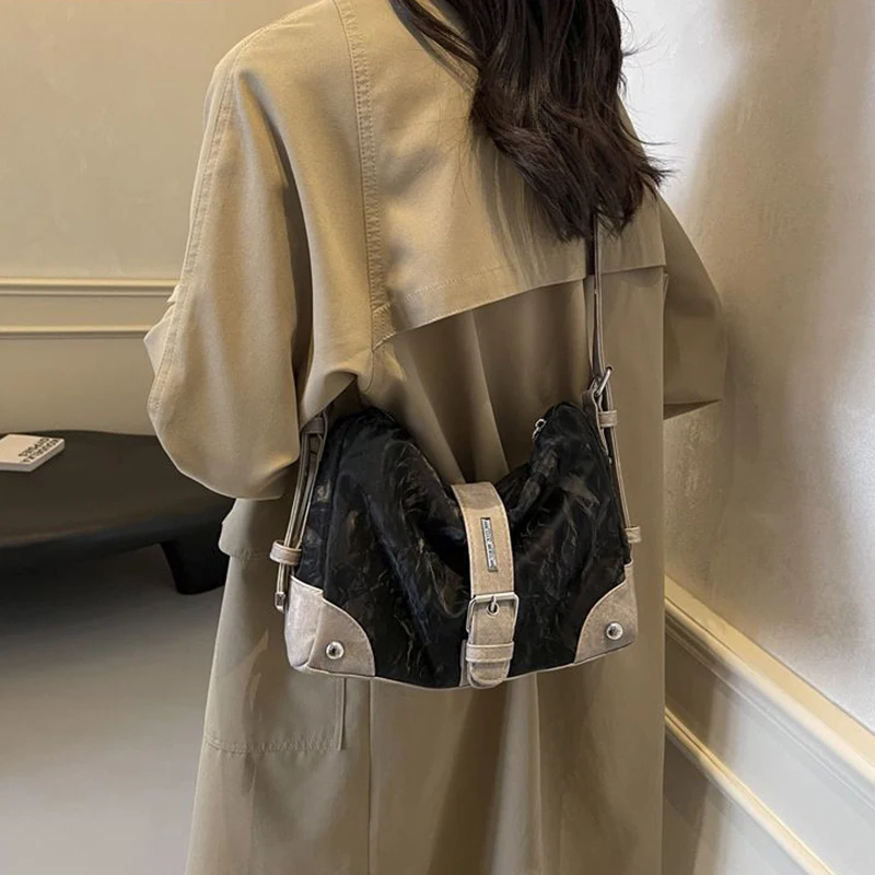 Vintage Luxury Design Fashion Handbags Aesthetic Patchwork All Match Shoulder Bag Casual Streetwear Trendy Crossbody Bags