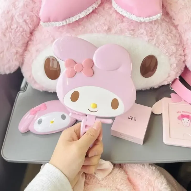 Sanrio 마이 멜로디 휴대용 메이크업 거울 귀여운 데스크탑 접이식 화장품 거울 장난감 소녀 선물