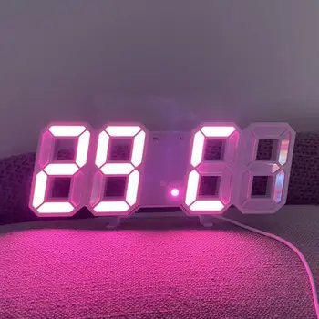 3D LED 디지털 알람 시계, 3 차원 벽시계, 테이블 온도계 가구, 전자 달력, Hangi U0u6