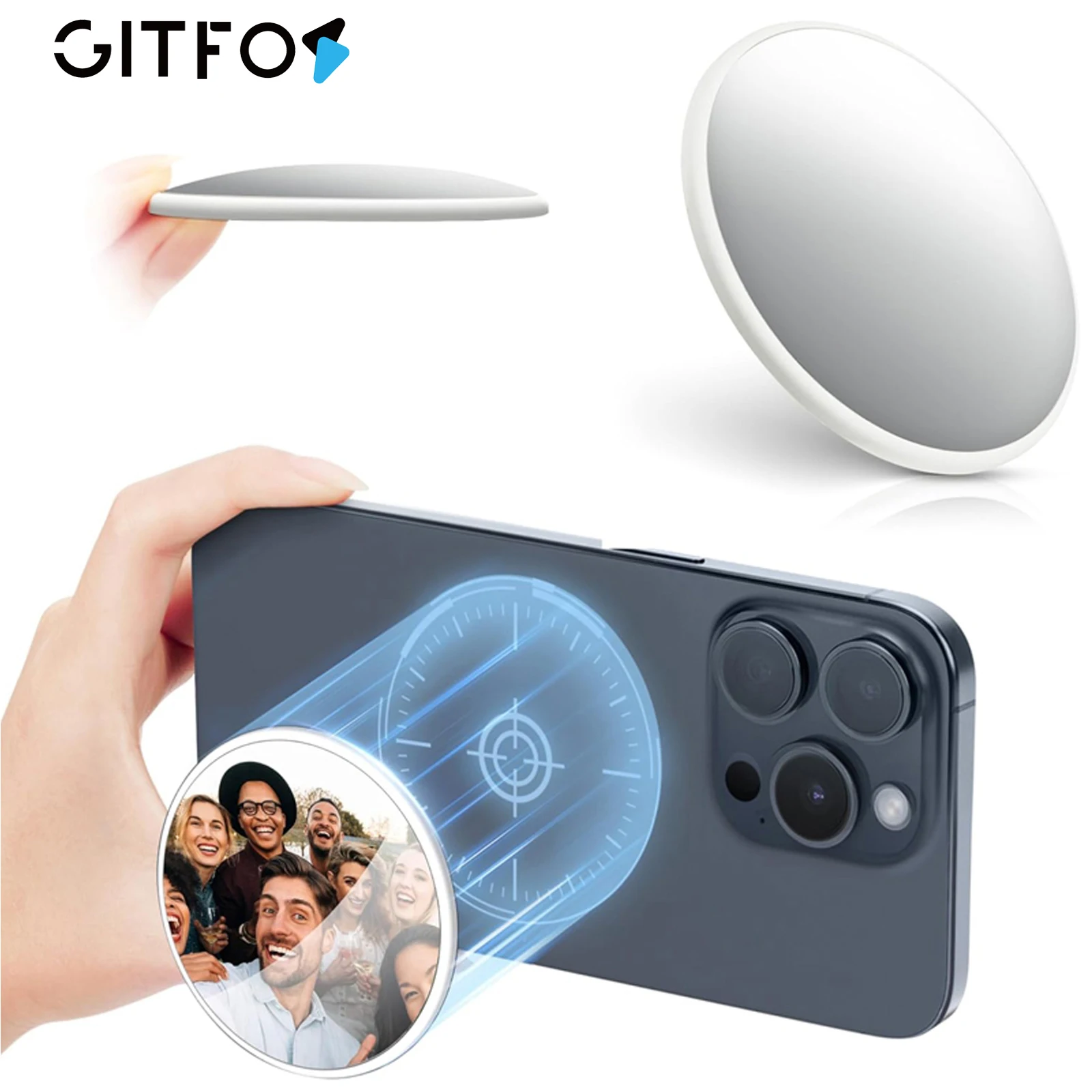 GITFOS 유니버설 마그네틱 폰 리어 셀피 브이로그 미러 HD 사진 보조 카..