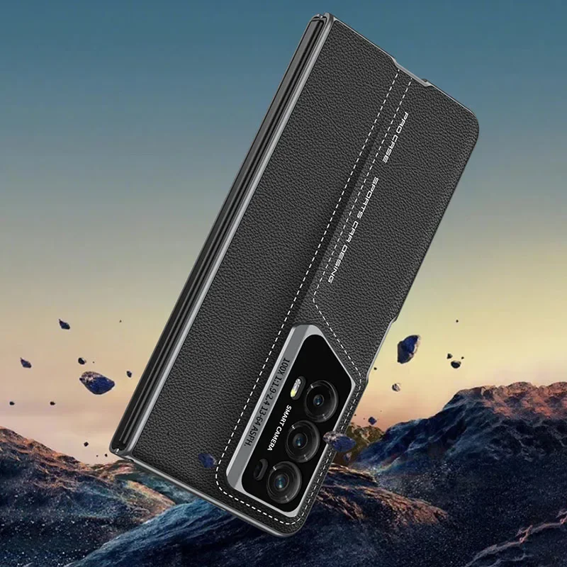 Shockproof Armor PU Leather Case For Honor Magic V2 With Outer Glass Protector B