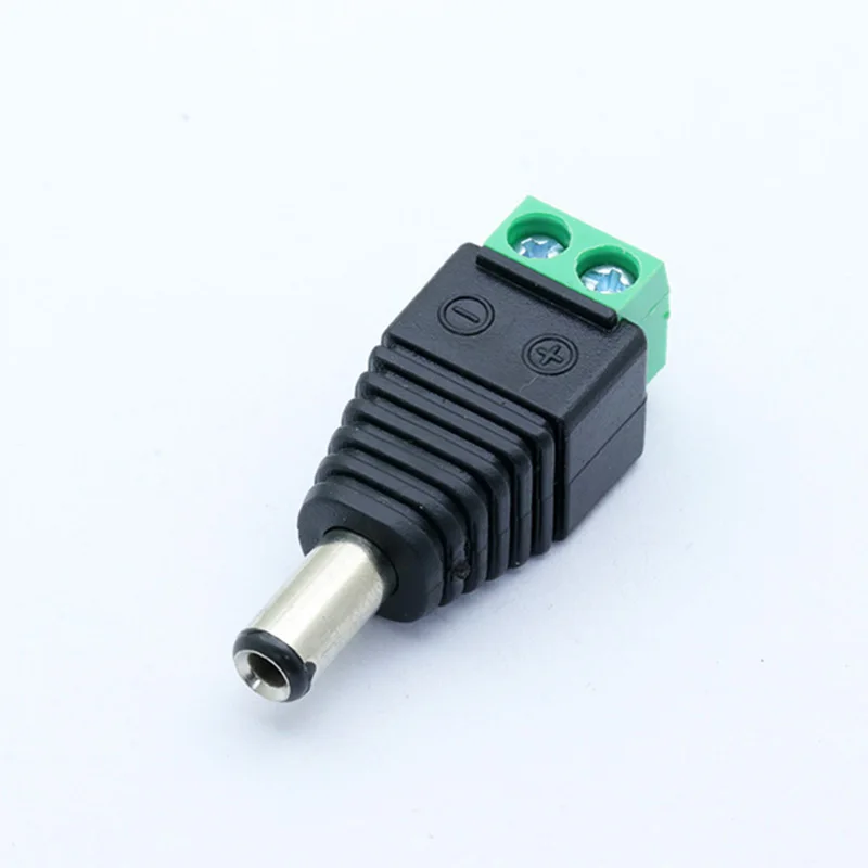Power plug 10Pcs 12V 2.5 x 5.5mm 5.5*2.5mm DC Power Male Plug Jack Adapter Connector Plug for CCTV single color LED Light