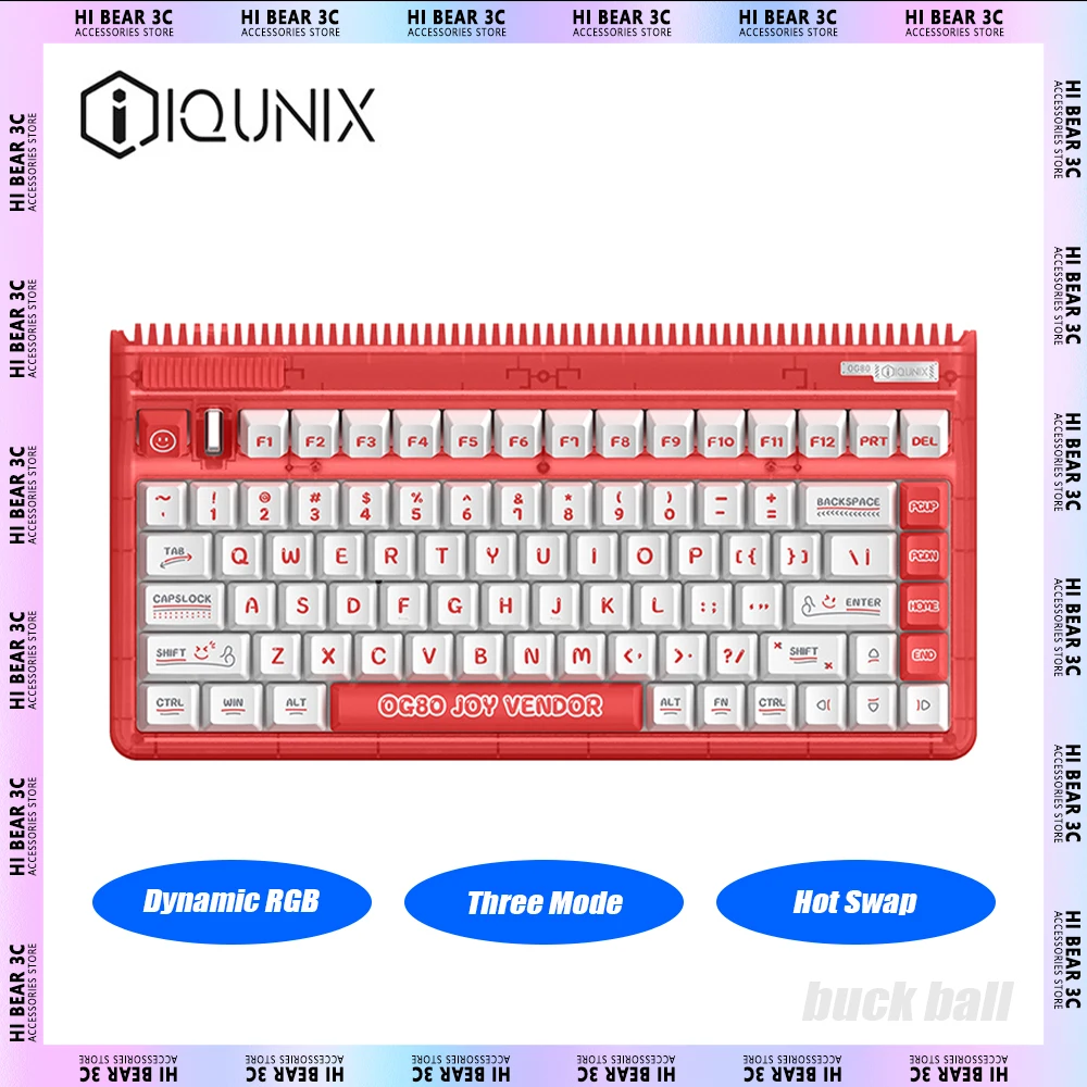 

IQUNIX OG80 Mechanical Keyboard Three Mode RGB Hot Swap Wireless Gaming Keyboard PBT Keycaps Ergonomics Pc Gamer Mac Office Gift