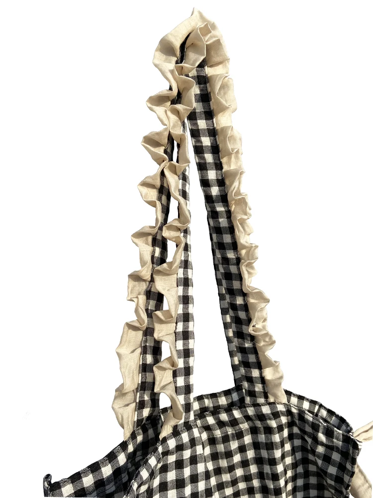 White Black Plaid Casual Style Shoulder Bag women's Simple Design Handbags High-Capacity Shopping Bag