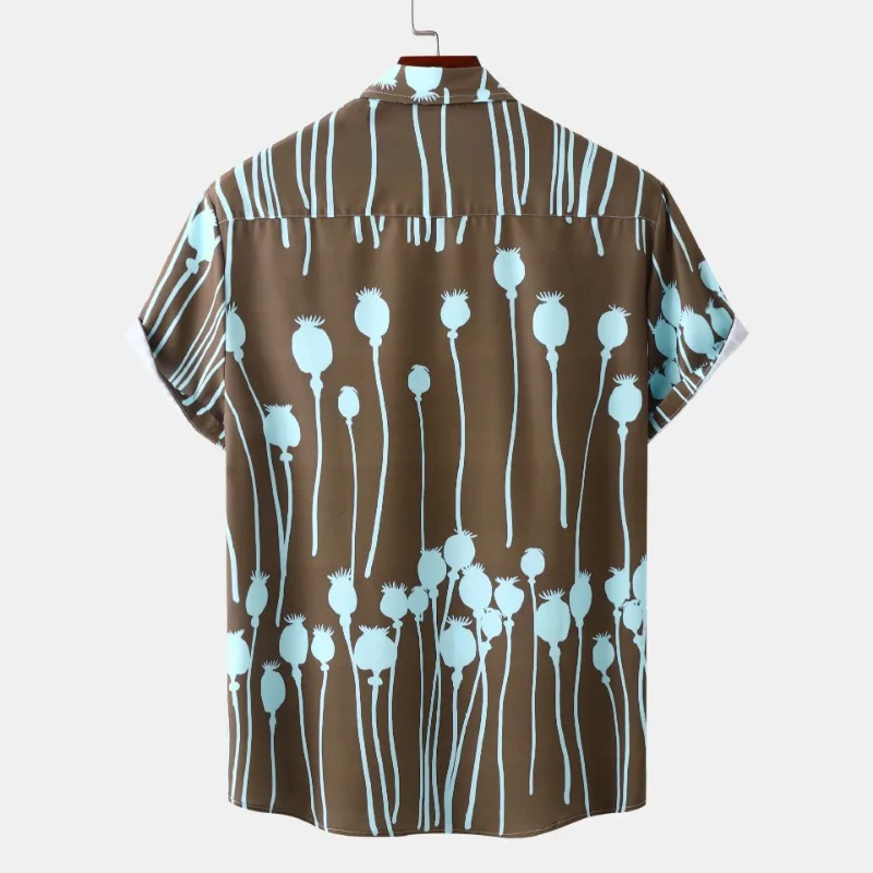 Camisas Para Hombre 2023 Summer New Men\'s Short Sleeve Flower Shirt Beach Vacation Hawaii Shirt