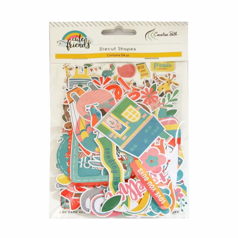 Creative Path 134 Stück Scrapbooking-Stanzformen Bunte Niedliche Tier-Papierstanzformen Ephemera-Verzierungen für Journaling und Basteln