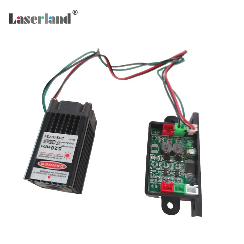 520nm 100mW 녹색 빔 레이저 도트 모듈 다이오드 스테이지 롱 듀티 서클 12VDC TTL