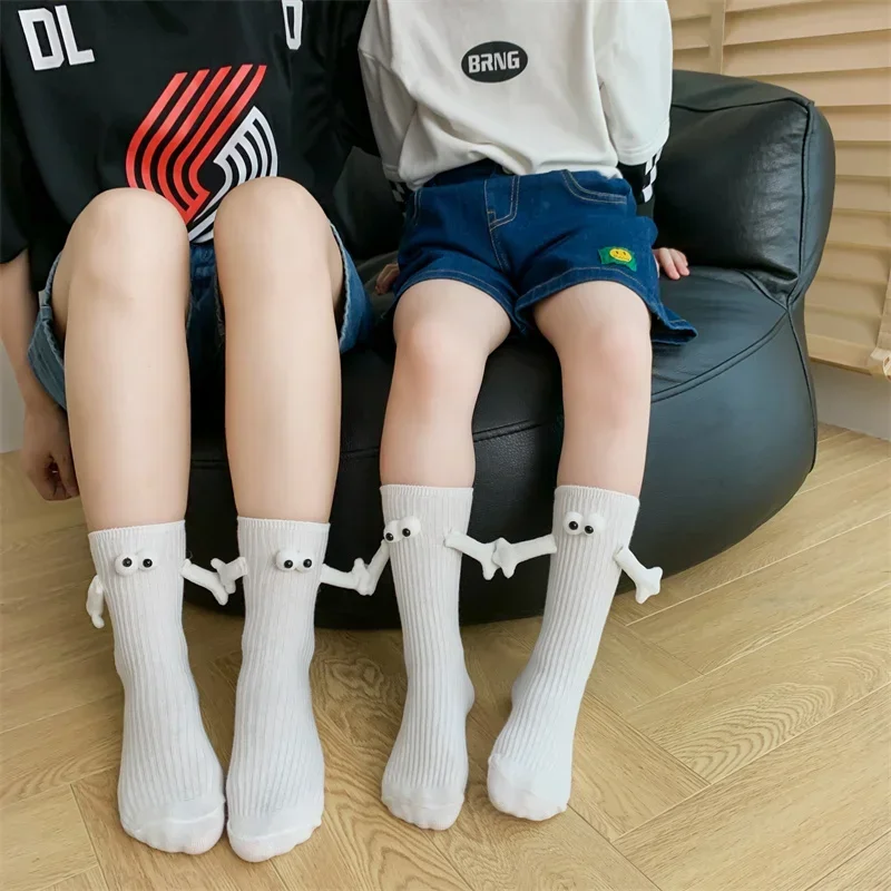 1-5PCS Kids Magnetic Pull Hand Cotton Sock Mid Calf Cute Baby Socks for Boys Girls Christmas Halloween Holiday Casual Daily Wear
