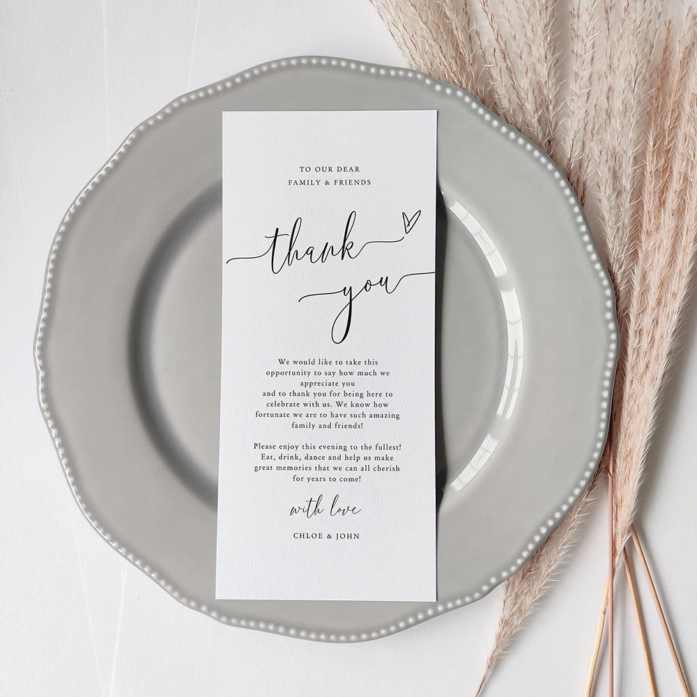 Place Cards Thank You Place Cardfor Wedding Table Thank You Note Place Setting You Minimalist Napkin Note