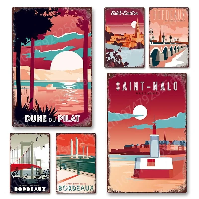 

City Landscape Metal Tin Sign Cafe Restaurant Club Music Bar Travel Scenery Wall Decor Vintage Posters Home Decoration Plaque