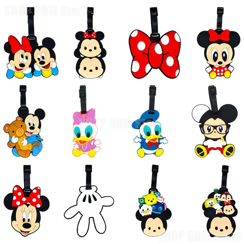 Luggage tag Disney Mickey Minnie Mouse Luggage Tag Anime Cartoon Travel Accessories Suitcase Holder ID Addres Gel Portable Label Baggage Tag