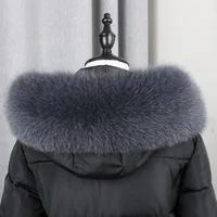 Real Fox Fur Collar Winter Women Natural Fur Hood Trims Decor Furry Fur Scarf for Coat Jeckets Black Scarves Luxury Shawls 1