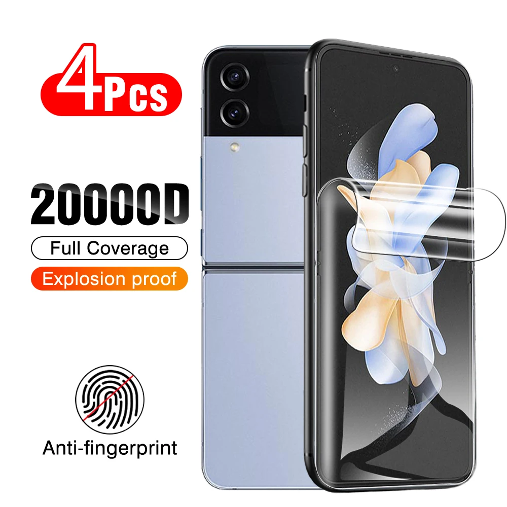 4Pcs Clear Hydrogel Film Per Samsung Galaxy Z Flip4 Samsun Sansungz Flip 4 Full Glue Cover Soft Film Zflip4 Pellicola Protettiva