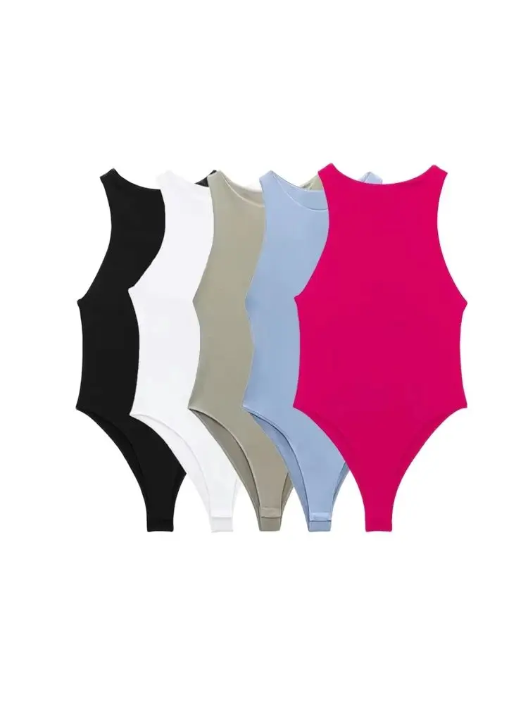Body ajustado a la moda con cuello Halter para Mujer, monos sexys sin mangas con botones a presión para Mujer