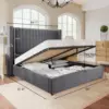 Lift up Storage Bed Frame Queen Size,Upholstered Platform Bed Velvet with Channel Tufted Wingback Headboard,No Box Spring Needed 4